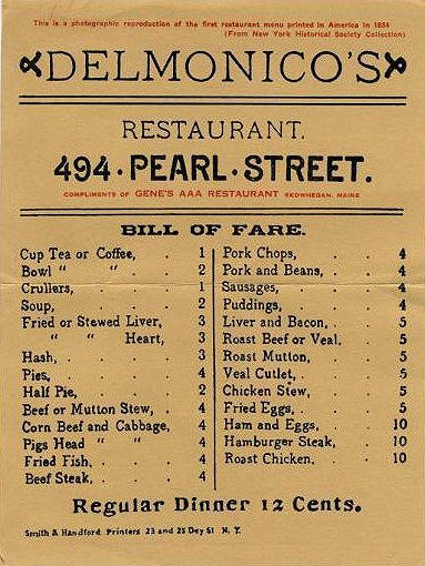 Vintage menu
